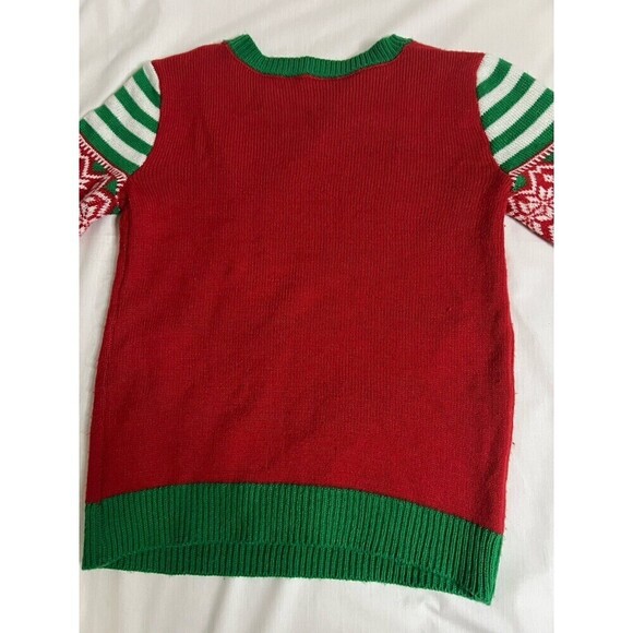 Christmas Sweater Junior Size Medium TOO CUTE TO BE NAUGHTY Reindeer With Bells - Picture 8 of 8